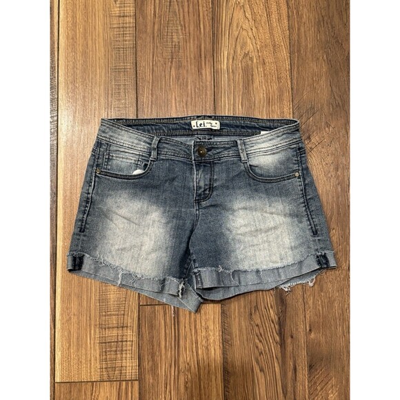 VINTAGE Y2K Lei Ashley Lowrise Micro Denim Jean Shorts Size 9 Distressed Cut Off - Picture 1 of 6